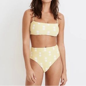 Madewell Ribbed Yellow Dot Bikini Size M